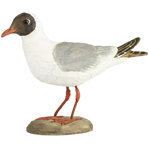 WILDLIFEGARDEN Black-Headed Gull DecoBird, Artisanal Hand-Carved Wood Replica, Ornithologist Approved Life-Like Figurine Designed in Sweden