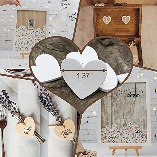 Y&K Homish Wooden Hearts Guest Book Blank Wood Sign Party DIY Pack of 70 PCS (White)
