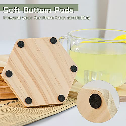 12 Pack Unfinished Wood Coasters, GOH DODD 4 Inch Hexagon Blank Wooden Coasters Crafts Coasters for DIY Architectural Models Drawing Painting Wood Engraving Wood Burning Laser Scroll Sawing