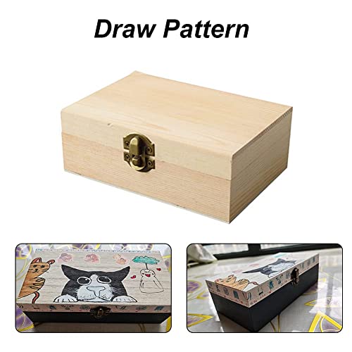 8 Pcs Unfinished Wood Boxes, Wooden Box with Hinged Lid, Small Bulk Wooden Boxes to Paint for Crafts DIY, Jewelry, Home Storage(6 x 3.8 x 2 in)