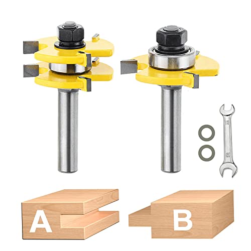 Tongue and Groove Router Bit Set , 2PCS Wood Milling Cutter for Woodworking (1/2 inch Shank)
