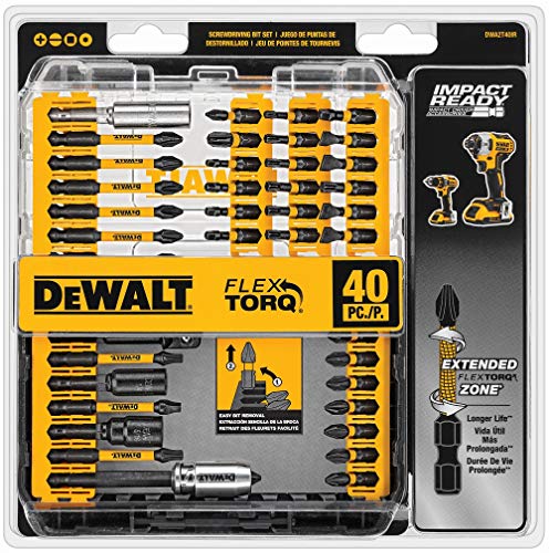 DEWALT Mechanics Tool Set, 1/4" & 3/8" & 1/2" Drive, SAE/Metric, 205-piece (DWMT81534) and Screwdriver Bit Set, Impact Ready, FlexTorq, 40-Piece (DWA2T40IR)