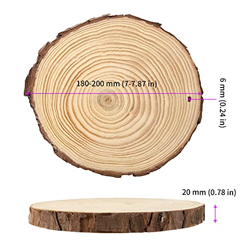 JEUIHAU 8 PCS 7-7.9 Inches Natural Wood Slices with Holes, Unfinished Predrilled Wooden Circles Tree Bark Slice, Blank Wooden Log Circles for DIY Crafts, Arts Wood Slices, Christmas Ornaments