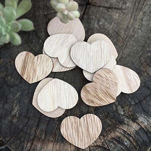 Y&K Homish Wooden Hearts Guest Book Blank Wood Sign Party DIY Pack of 50 PCS (Brown)