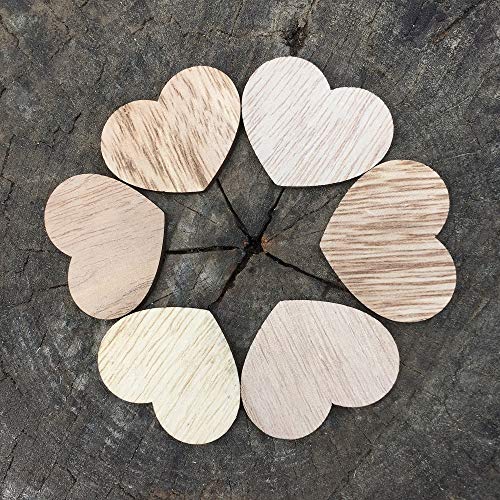 Y&K Homish Wooden Hearts Guest Book Blank Wood Sign Party DIY Pack of 50 PCS (Brown)