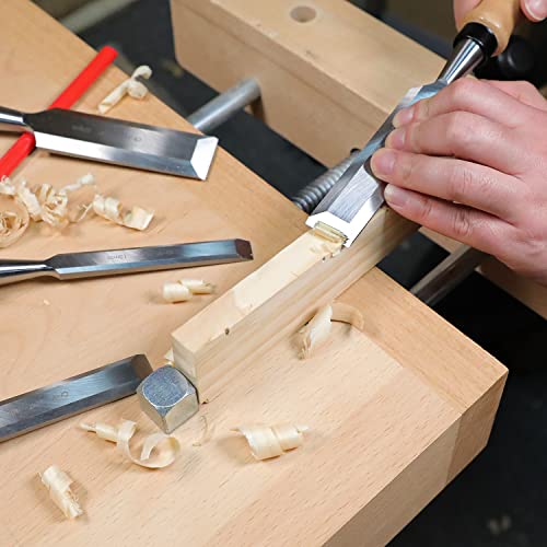 Amazon Basics 4-Piece Wood Chisel Set, Wooden Handle