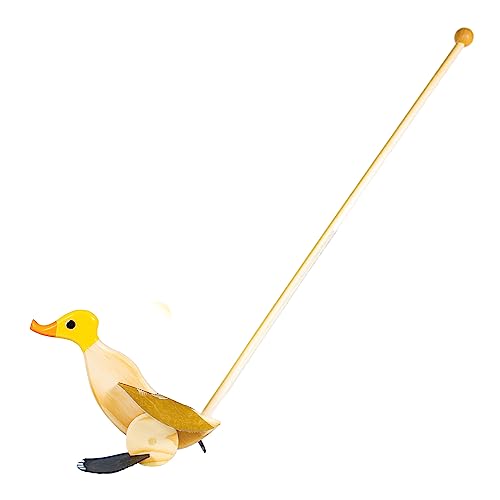 Wooden Push Toy Duck (Yellow) - 18 Months to 3 Years Old - Walking Toddler Toys Preschool Learning Activities Walking Baby Toys Learning Toys for Toddlers Develops Motor Skills