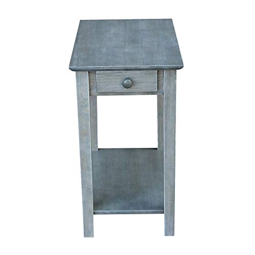 IC International Concepts International Concepts Narrow End Table, Heather Grey-Antique Washed