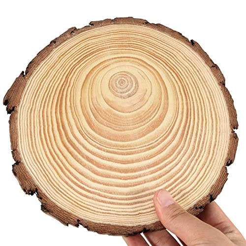 JEUIHAU Natural Wood Slices, Unfinished Wooden Circles Tree Bark Slice, Blank Wooden Log Circles for DIY Crafts, Arts Wood Slices, Christmas Ornaments