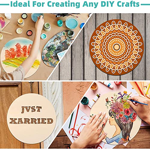 16 Inch Round Wood Circles Unfinished Round Wood Cutouts for Crafts, Door Hanger Painting and Wood Burning (12 Pieces)