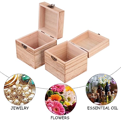 Cabilock 2Pcs Wooden Keepsake Box Unfinished Wood Box Treasure Jewelry Chest Vintage Handmade Craft Box with Hinged Lid for Jewelry Gift Storage Box Home