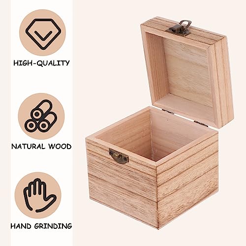 Cabilock 2Pcs Wooden Keepsake Box Unfinished Wood Box Treasure Jewelry Chest Vintage Handmade Craft Box with Hinged Lid for Jewelry Gift Storage Box Home