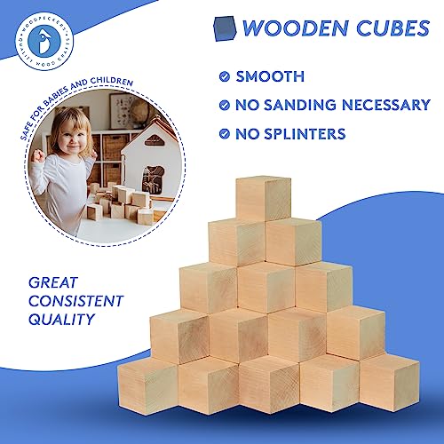 Unfinished Wood Craft Cubes, Assorted Sizes, Small Wooden Blocks to Decorate, Wooden Cubes Crafts and Decor, by Woodpeckers