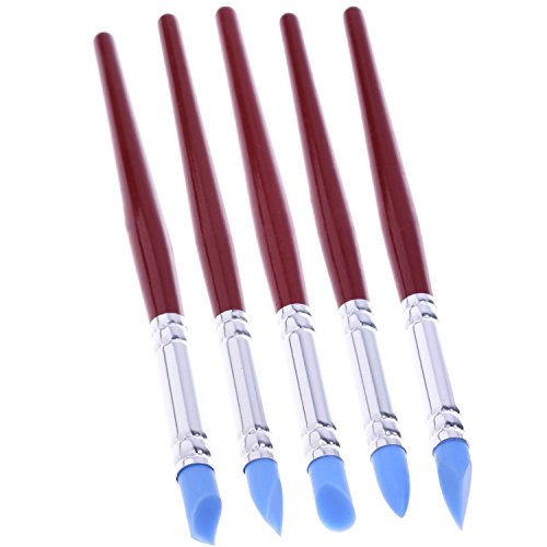 AIBER 5 Clay Fingerprint Color Shaping Modeling Wipe Out Tools Rubber Tip Paint Brushes for Sculpture Pottery