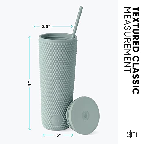 Matte Mint Studded Tumbler with Lid & Straw