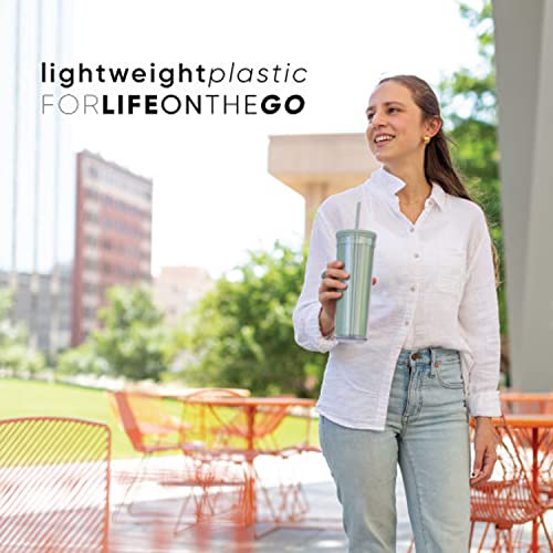 Matte Mint Studded Tumbler with Lid & Straw