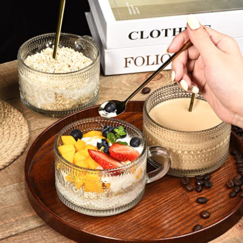 Vintage Embossed Coffee Mugs Set with Lids