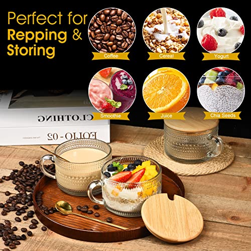 Vintage Embossed Coffee Mugs Set with Lids