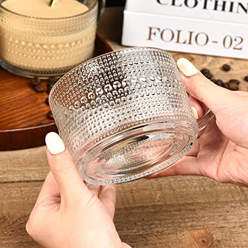 Vintage Embossed Coffee Mugs Set with Lids