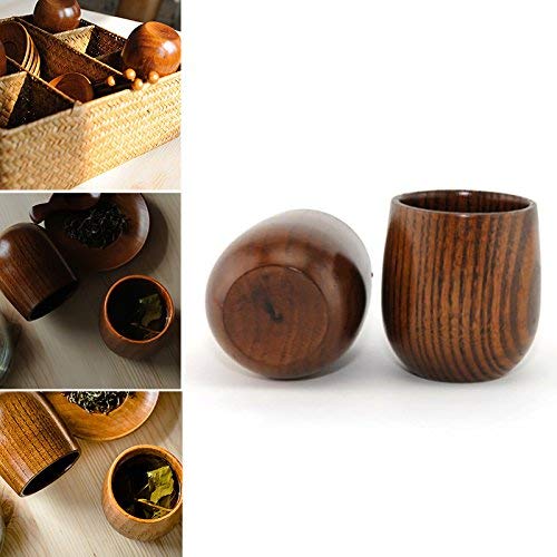 Wooden Tea Cups Set - 4 Natural Wood Mugs