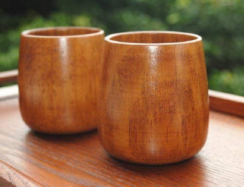 Wooden Tea Cups Set - 4 Natural Wood Mugs