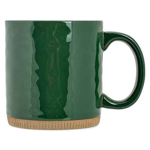 Elanze Designs High Gloss Raw Clay Bottom 15 ounce Ceramic Stoneware Coffee Mugs Set of 4, Green…