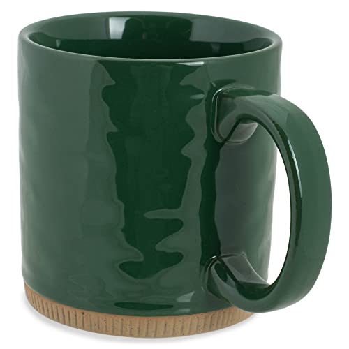Elanze Designs High Gloss Raw Clay Bottom 15 ounce Ceramic Stoneware Coffee Mugs Set of 4, Green…