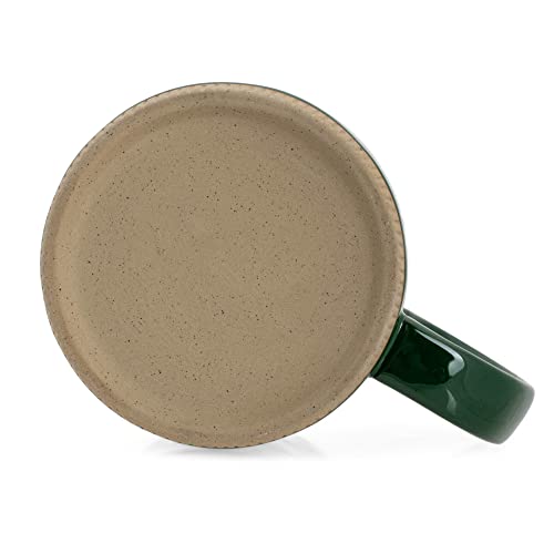 Elanze Designs High Gloss Raw Clay Bottom 15 ounce Ceramic Stoneware Coffee Mugs Set of 4, Green…