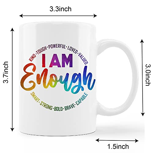 kunlisa Inspirational Quote Mug Cup,I Am Enough Kind Tough Ceramic Mug-11oz Coffee Milk Tea Mug Cup,Home Girls Room Decor,Gifts for Teen Girls Women Coworkers