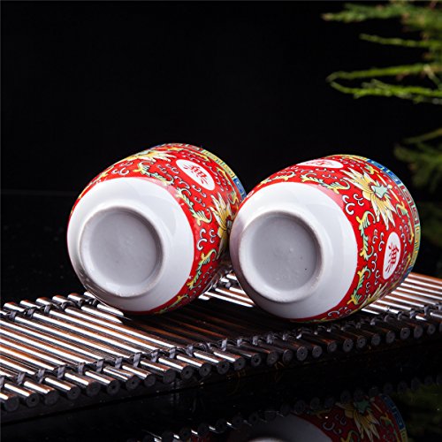 Set of 6 Eastern Asian Design Ceramic Tea Cups