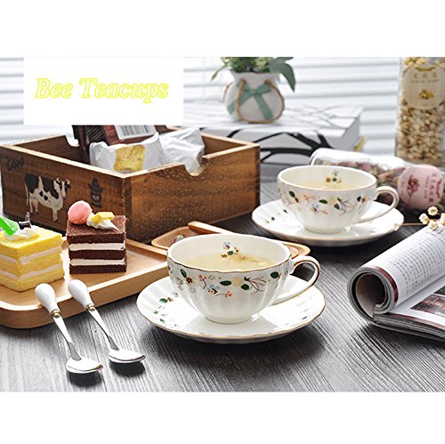 Cute Bee Decor Porcelain Tea and Coffee Mug Set