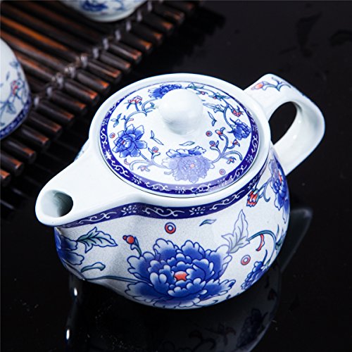 Elegant Blue-and-White Peony Tea Set Gift Box
