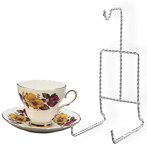 Twisted Silver Tea Cup & Saucer Holders - Set of 2