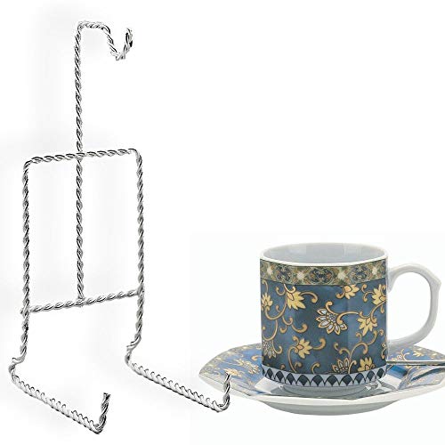 Twisted Silver Tea Cup & Saucer Holders - Set of 2