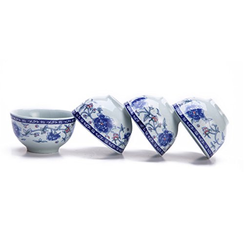 Elegant Blue-and-White Peony Tea Set Gift Box