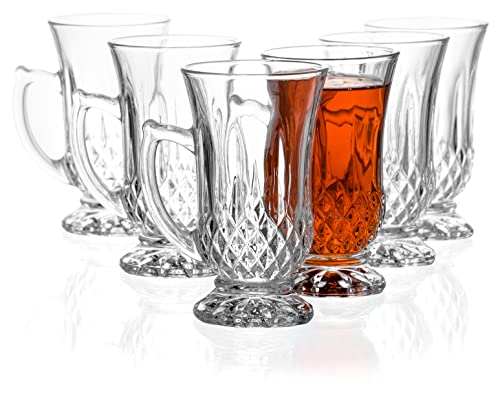 Classic Clear Cut Glass Turkish Tea Cups Set