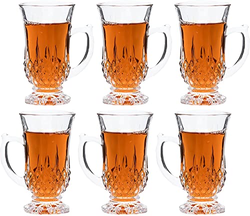 Classic Clear Cut Glass Turkish Tea Cups Set