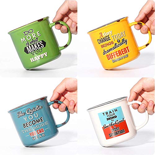 LIFVER Set of 4 Retro Porcelain Coffee Mugs