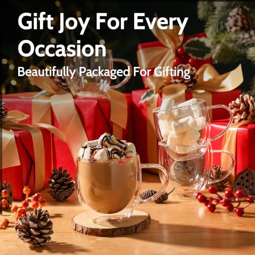 Sweese Double Wall Glass Coffee Mugs Set of 4