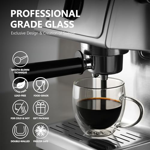 Sweese Double Wall Glass Coffee Mugs Set of 4