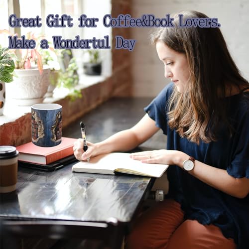 3D Bookshelf Coffee Mug with Golden Spoon