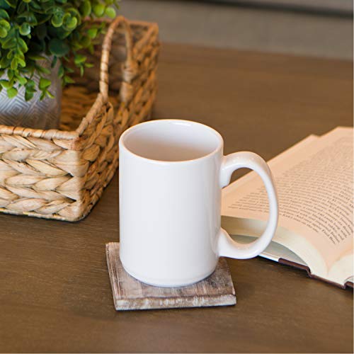 Serami White Ceramic Classic Coffee Mugs Large Handles with 15oz Capacity, Set of 4