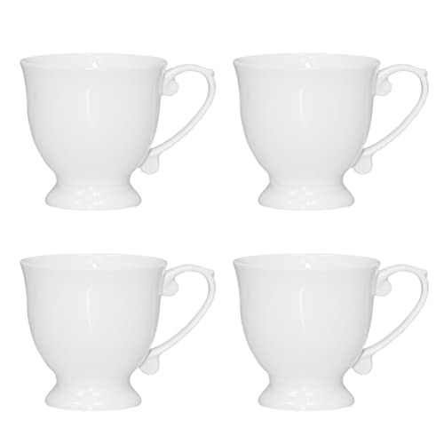QOUTIQUE Bone China Coffee Mugs - 20 Ounce - Set of 4, Cups for Latte, Hot Tea, Cappuccino, Mocha, Cocoa, Mug Set, Large Coffee Mug, White