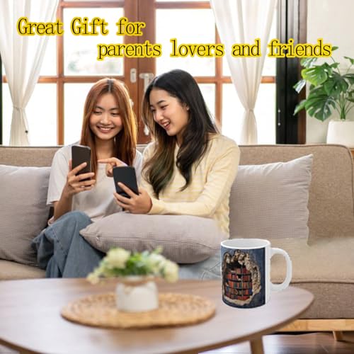 3D Bookshelf Coffee Mug with Golden Spoon