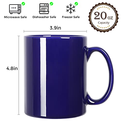 Smilatte 20 OZ Extra Large Ceramic Coffee Mug, M017 Classic Porcelain Boss Super Big Tea Cup with Handle for Office and Home, Blue