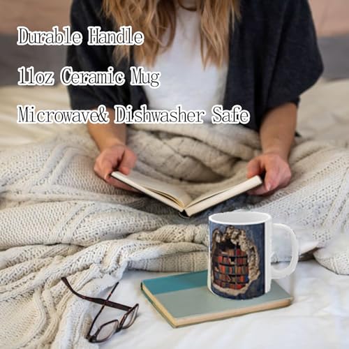 3D Bookshelf Coffee Mug with Golden Spoon