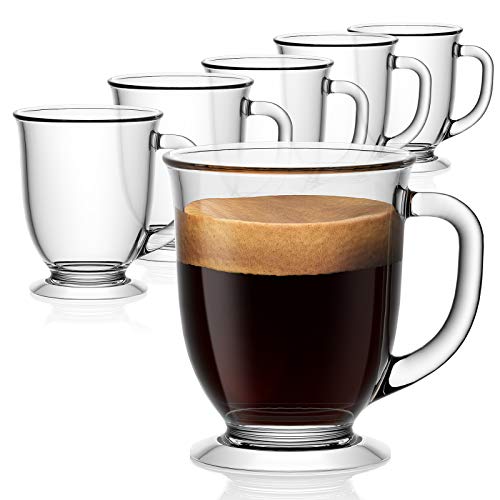 Vivimee Set of 6 Clear Glass Coffee Mugs