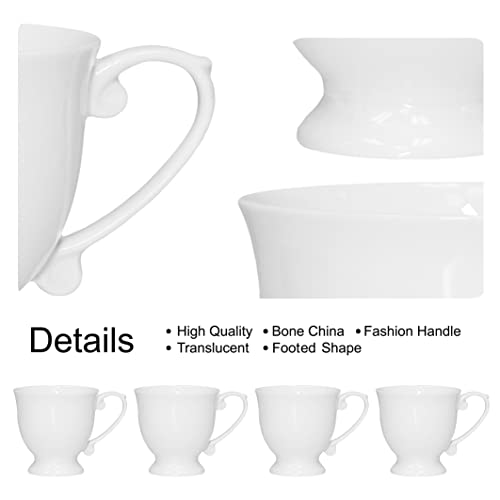 QOUTIQUE Bone China Coffee Mugs - 20 Ounce - Set of 4, Cups for Latte, Hot Tea, Cappuccino, Mocha, Cocoa, Mug Set, Large Coffee Mug, White