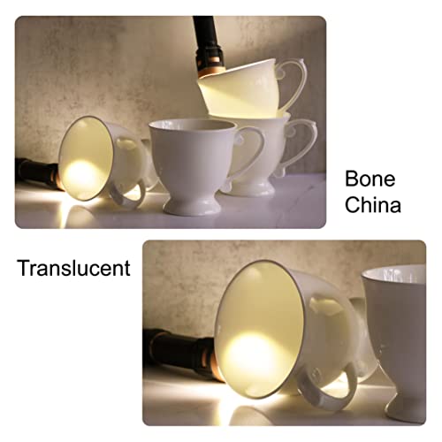 QOUTIQUE Bone China Coffee Mugs - 20 Ounce - Set of 4, Cups for Latte, Hot Tea, Cappuccino, Mocha, Cocoa, Mug Set, Large Coffee Mug, White