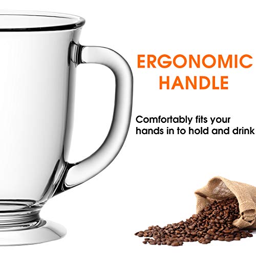 Vivimee Set of 6 Clear Glass Coffee Mugs